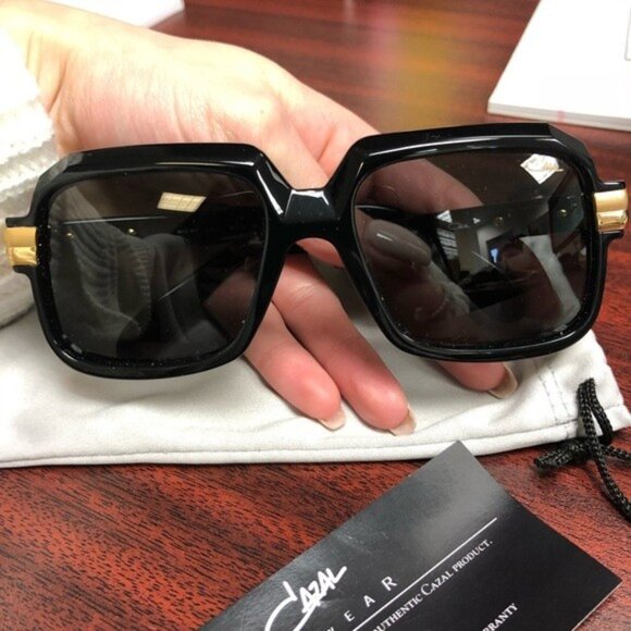 Authentic Cazal 607 Sunglasses Black Gold Grey Lenses - Picture 4 of 4